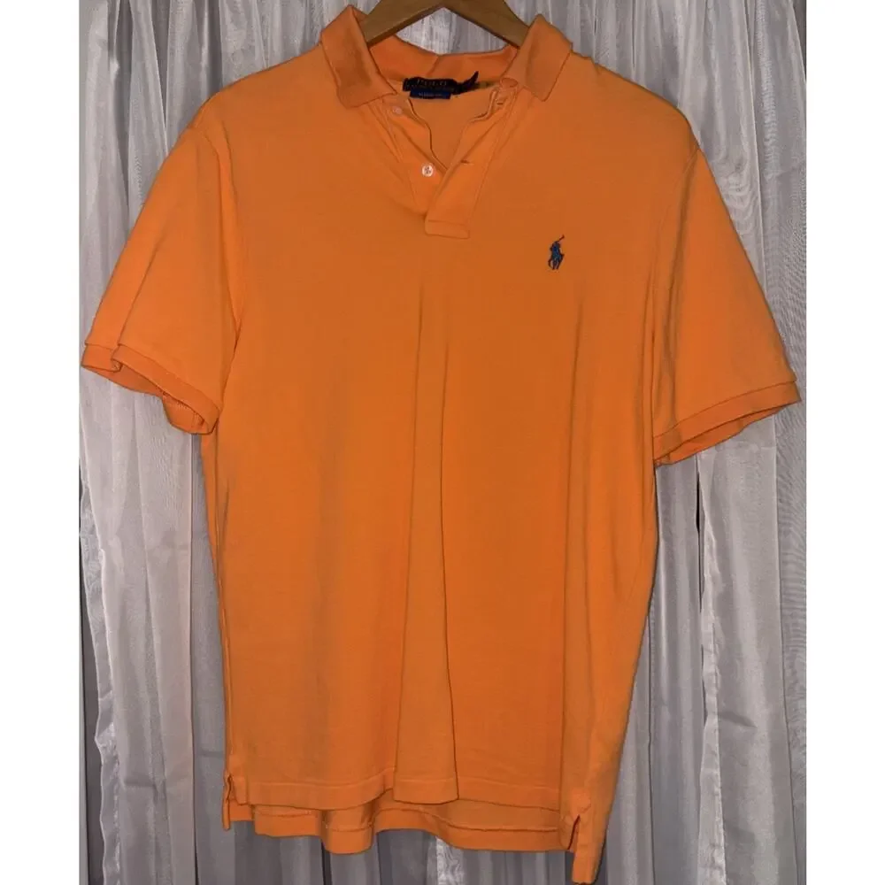 Ralph Lauren Polo Shirt Men’s Size Medium Preppy Orange Classic Fit Designer
